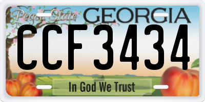 GA license plate CCF3434
