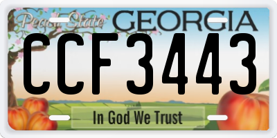 GA license plate CCF3443
