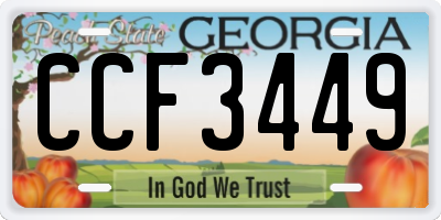 GA license plate CCF3449