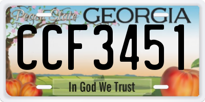 GA license plate CCF3451