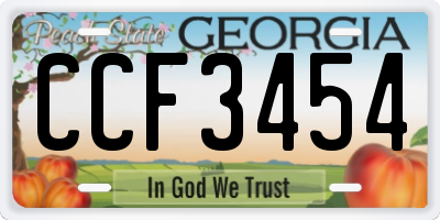 GA license plate CCF3454