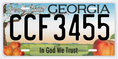 GA license plate CCF3455