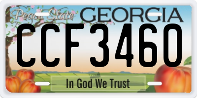 GA license plate CCF3460