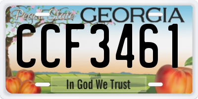 GA license plate CCF3461