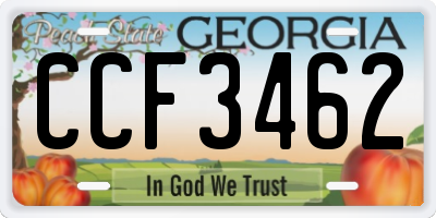 GA license plate CCF3462