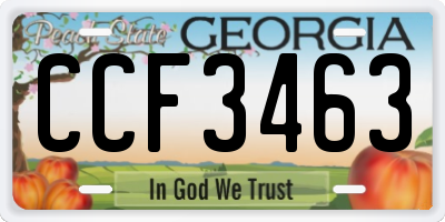 GA license plate CCF3463