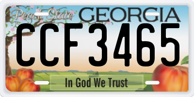 GA license plate CCF3465
