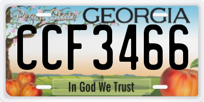 GA license plate CCF3466