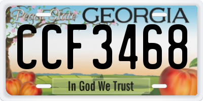 GA license plate CCF3468