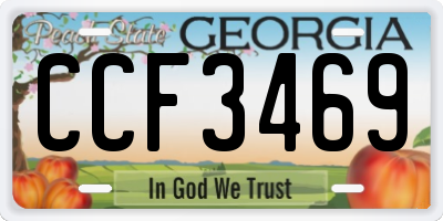 GA license plate CCF3469