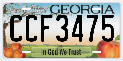 GA license plate CCF3475