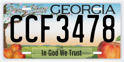 GA license plate CCF3478