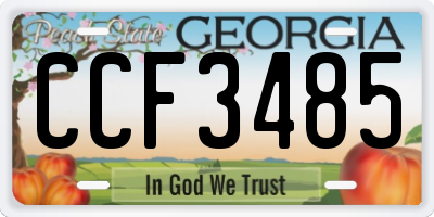 GA license plate CCF3485