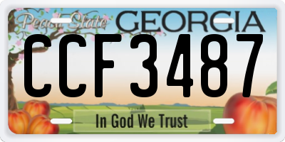 GA license plate CCF3487