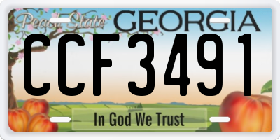 GA license plate CCF3491