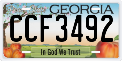 GA license plate CCF3492