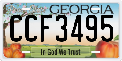 GA license plate CCF3495