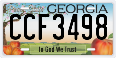 GA license plate CCF3498