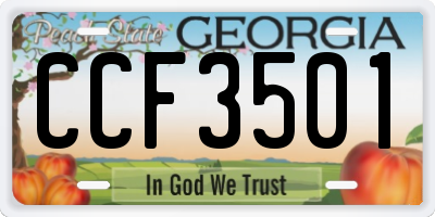GA license plate CCF3501