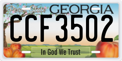 GA license plate CCF3502