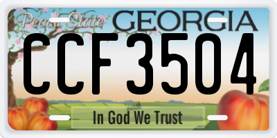 GA license plate CCF3504