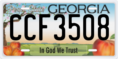 GA license plate CCF3508