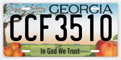 GA license plate CCF3510