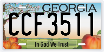 GA license plate CCF3511