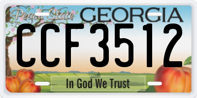 GA license plate CCF3512