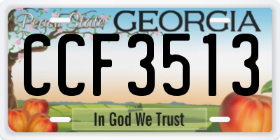 GA license plate CCF3513