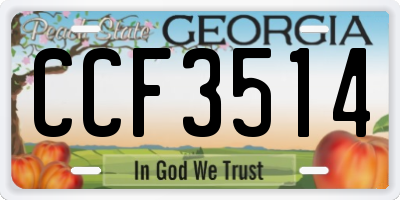 GA license plate CCF3514