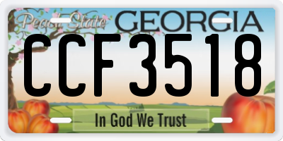 GA license plate CCF3518