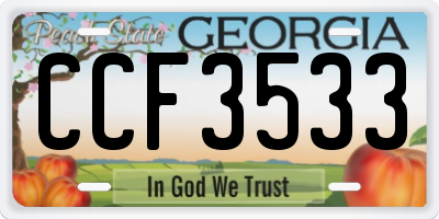 GA license plate CCF3533