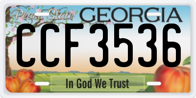 GA license plate CCF3536