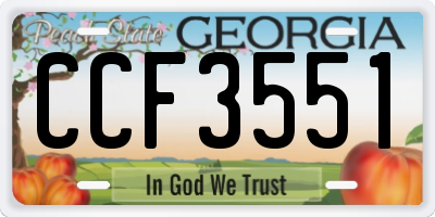 GA license plate CCF3551