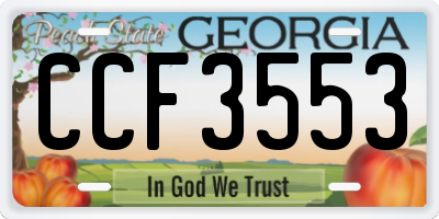 GA license plate CCF3553
