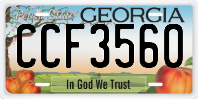 GA license plate CCF3560