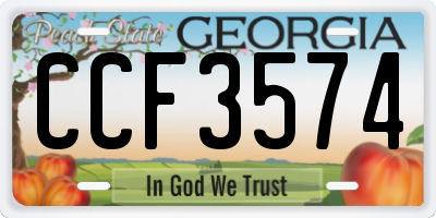 GA license plate CCF3574