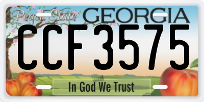 GA license plate CCF3575