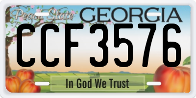 GA license plate CCF3576