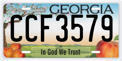 GA license plate CCF3579
