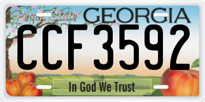 GA license plate CCF3592