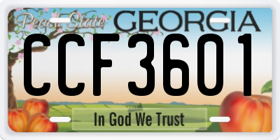 GA license plate CCF3601