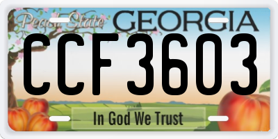 GA license plate CCF3603