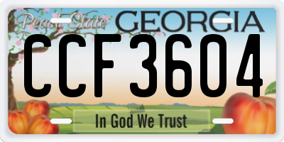 GA license plate CCF3604