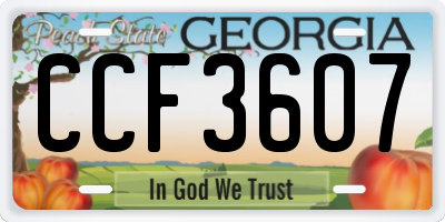 GA license plate CCF3607
