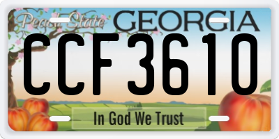 GA license plate CCF3610