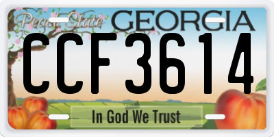 GA license plate CCF3614