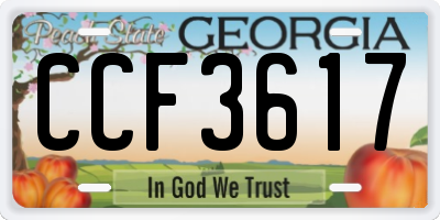 GA license plate CCF3617