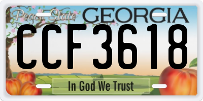 GA license plate CCF3618